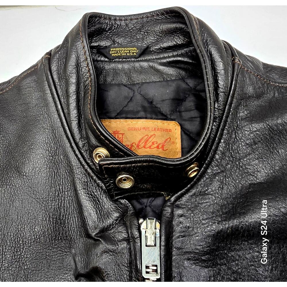 Vintage 60's Excelled Black Leather Motorcycle Jacket Made in USA Men's 38 - Picture 8 of 10